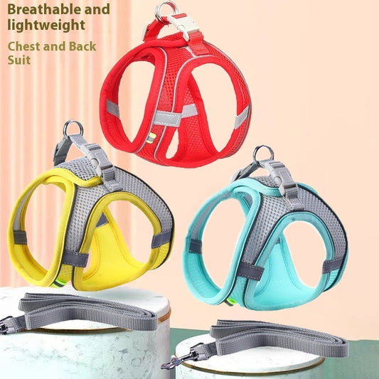 HKM-9114301 Universal Breathable Mesh Reflective Adjustable Pet Harness with 1.5m Rope - Available in Multiple Colors
