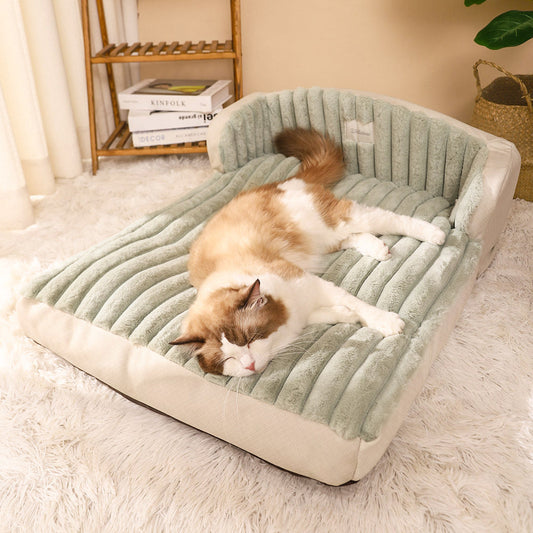 HKM-9114557 Cozy Polyester Winter Pet Mattress for Cats and Dogs in Green