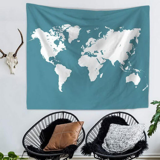 HKM-912403 Minimalist Map Tapestry - 100% Polyester Wall Hanging Decor