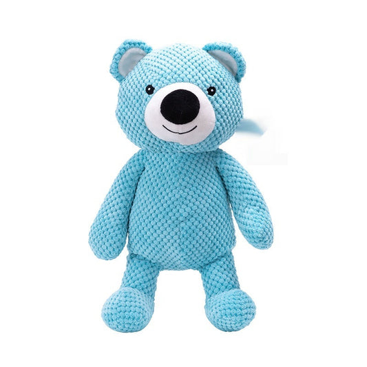 HKM-9144893 Sky Blue Plush Bear Interactive Dog Toy - 27x22CM Companion for Pets