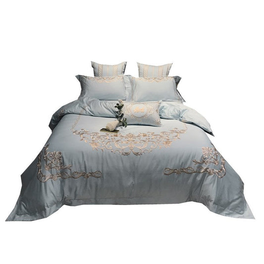 HKM-914835 Pure Cotton Four-Piece Bed Sheet Duvet Cover Set with Embroidery in Various Colors