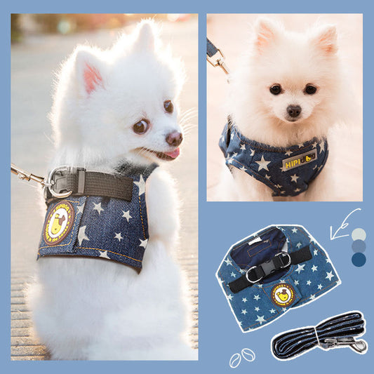 HKM-9158589 Adjustable Square Denim Dog Traction Rope for Safety and Stability
