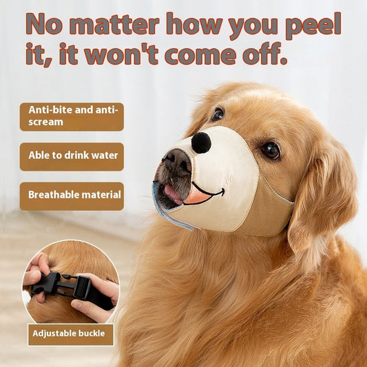HKM-9173565 Dog Muzzle for Gentle Anti-Bite Protection - Multiple Sizes in Ollie Brown Bear & Bondi Blue Shark
