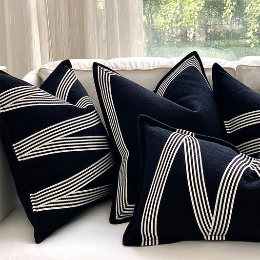 HKM-918675 Geometric Striped Cotton and Linen Pillowcase in Multiple Sizes and Patterns