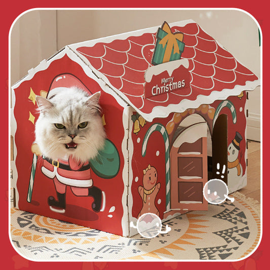 HKM-9191613 Limited Edition Christmas Corrugated Paper Cat Scratcher Nest