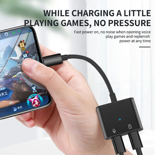 HKM-919507 2-in-1 Lightning Audio Adapter with Charging for iPhone - Headphone Jack Splitter