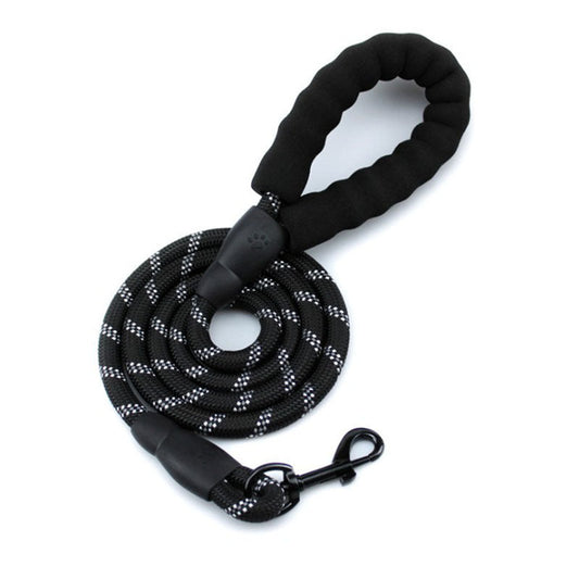HKM-9202877 Fashion Foam Handle Traction Strap Set with Black and White Reflective Strip - 1.5m Polyester Lead Rope