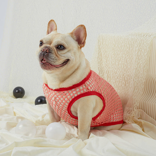 HKM-9208637 Hollow Mesh Pet Vest - Elastic Breathable Dog Clothing in Various Colors and Sizes