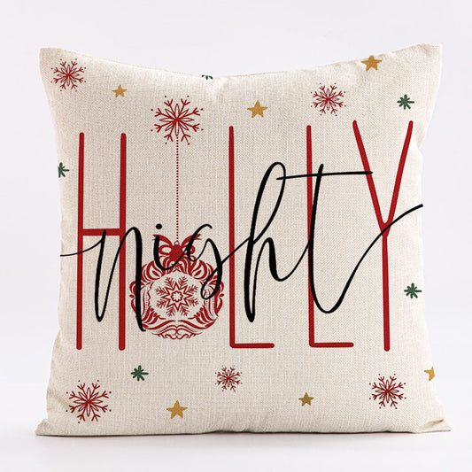 HKM-923219 Nordic Christmas Letter Design Linen Pillowcase - 45cm x 45cm