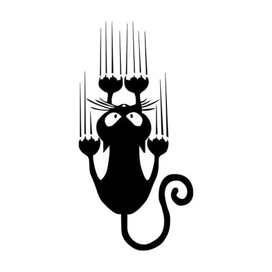 HKM-925139 Funny Cat Reflective Car Stickers - 15x7.5CM Decals for Doors, Windows, and Trunks in Black & White