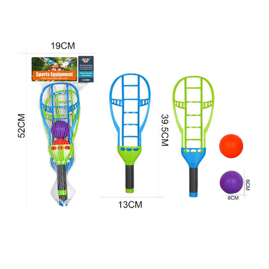 HKM-926163 Kids Lacrosse Toss and Catch Racket Set - Outdoor Plastic Paddle Game for Ages 2-4