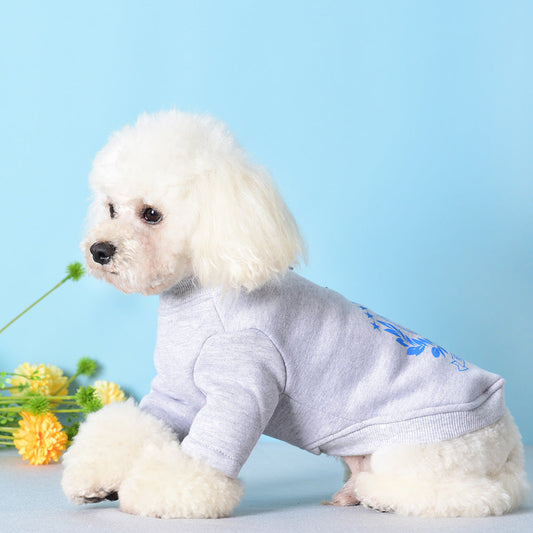 HKM-9279421 Casual Cotton Two-Legged Pet Sweater in Navy Blue and Hemp Gray