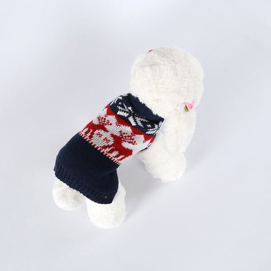HKM-9287869 Personalized Christmas Dog Sweater in Navy Blue - Knitted Acrylic, Sizes XS to L