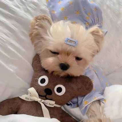 HKM-9300157 Korean Spring Blue Star-Patterned Cotton Pajama Suit for Pets