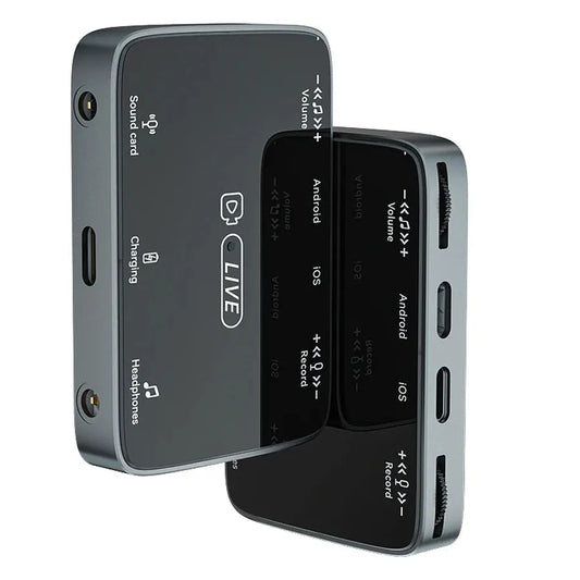 HKM-931859 3-in-1 Stereo Live Sound Card Adapter for iPhone and Android with 3.5mm Audio and Microphone Input