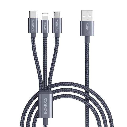 HKM-932499 1.5M 3-in-1 USB Data Cable for iPhone, Type-C, Micro USB - Fast 480Mbps Transfer Speed
