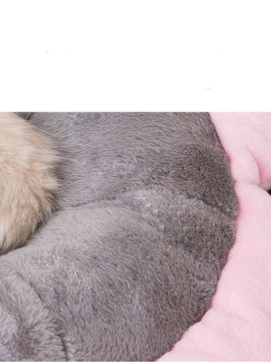 HKM-9343933 Removable Washable Flower Nest for Pets - Soft Short Plush, Gray Green, Multiple Sizes