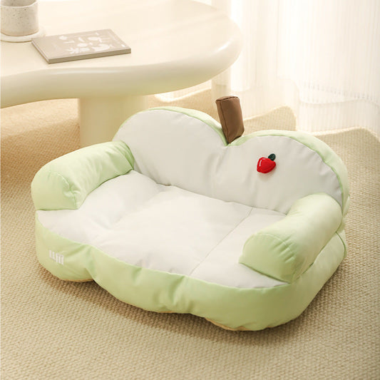 HKM-9355453 Four Seasons Universal Cat Nest - Apple Sofa in Yellow/Green for Small Pets