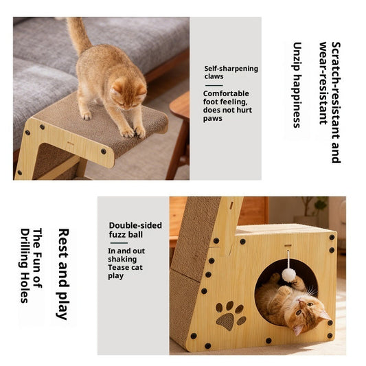 HKM-9367101 Multifunctional Corrugated Paper Cat Scratching Board and Bed with Replacement Core