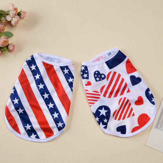 HKM-9372477 Independence Day Thin Breathable Pet Vest in Various Prints and Sizes