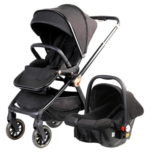 HKM-937747 Compact 2-in-1 Baby Pram with 360-Degree Functionality and Folding Design, Equipped with Five-Point Safety Belt