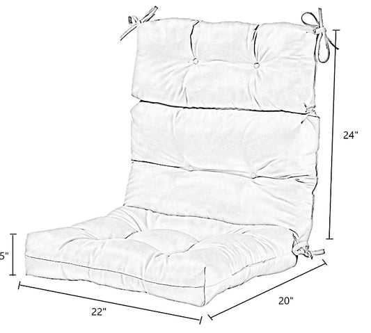 HKM-938067 High-Back Waterproof Outdoor Folding Chair Cushion with Non-Slip Design and Adjustable Strap