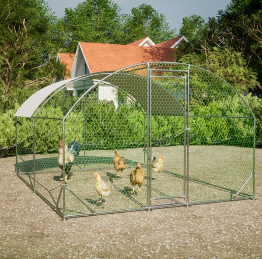 HKM-9397565 Dome Chicken Coop 10x13 Feet with Galvanized Steel Frame and UV-Resistant Tarp
