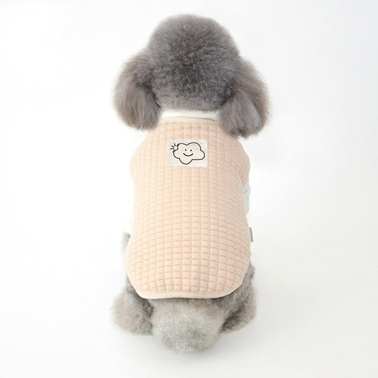 HKM-9415741 Warm Velvet Vest for Puppies in Dark Apricot and Pink - Soft Leather Material, Multiple Sizes Available
