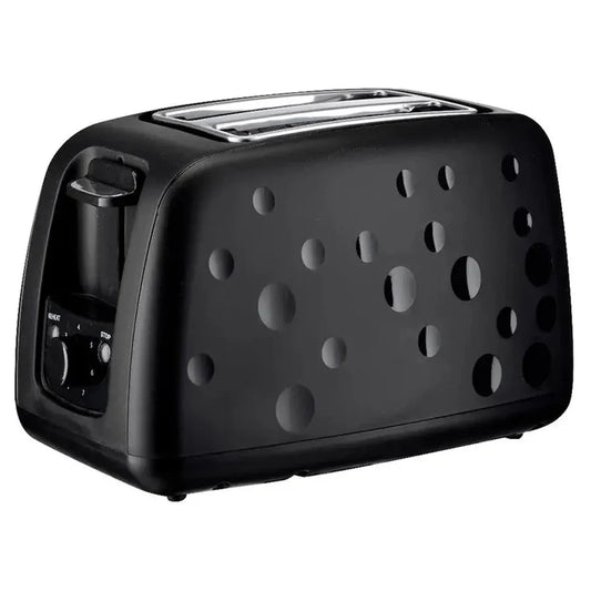 HKM-944211 2 Slice Electric Toaster 750W in Black - Durable Plastic Toaster for Everyday Use