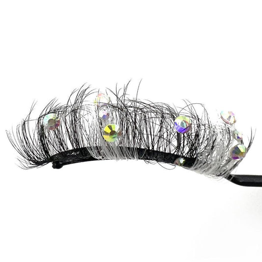 HKM-944851 Handmade Diamond Glitter False Eyelashes – Mink-Shaped Solid Color Styles ZC201-JZ to ZC210-JZ