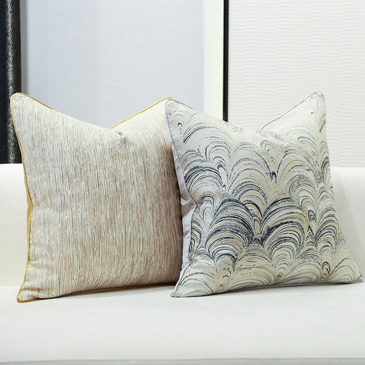 HKM-944851 Modern Stripe Throw Pillow Cover in Vortex Grey - 45x45cm Jacquard Design for Living Room
