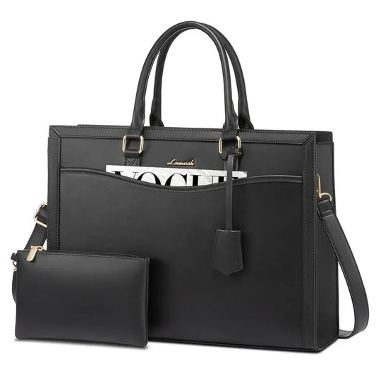 HKM-946323 Stylish Laptop Tote Bag for Women - Leather Tote with Dedicated Laptop Compartment