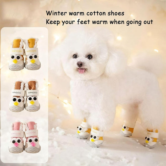 HKM-9477565 Warm Thick Cotton Dog Booties with Anti-Slip Sole for Winter Adventures