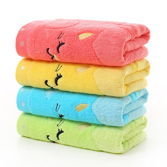 HKM-949651 Bamboo Fiber Cat Design Small Towel - 25x50 cm, Soft & Absorbent Construction