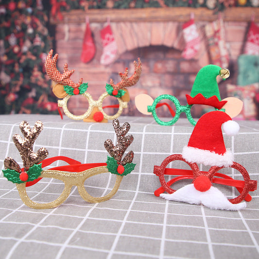 HKM-951507 Christmas Decorative Glasses Frame with Antler and Hat Designs in Various Colors