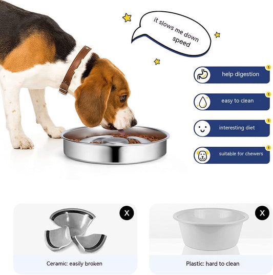HKM-9525181 Stainless Steel Pet Slow Feeding Bowl with Neck Protector