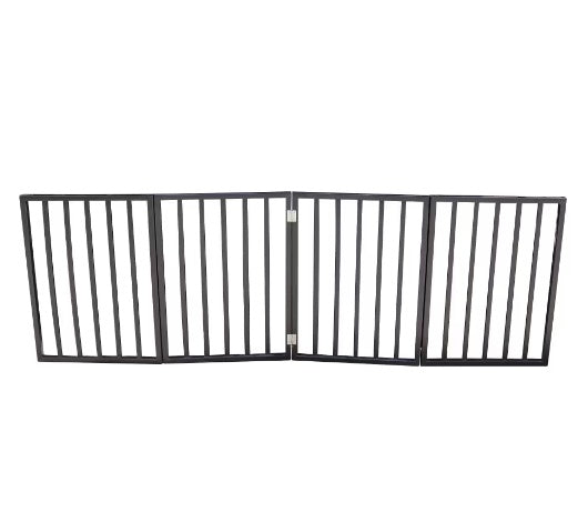 HKM-9532349 Portable Folding Pet Gate for Doorways – Dark Brown Populus Wood, 73x24 Inches, Easy to Move and Store