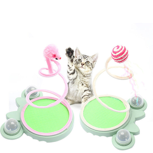 HKM-9563709 Spring Coil Cat Toy for Self-Entertainment - Plush Mouse & Sisal Ball Styles