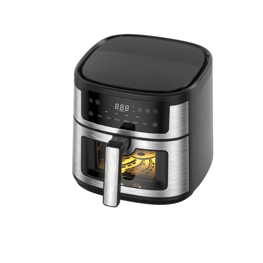 HKM-958547 Stainless Steel 6L Electric Air Fryer with Digital Display and Viewing Window for Versatile Cooking