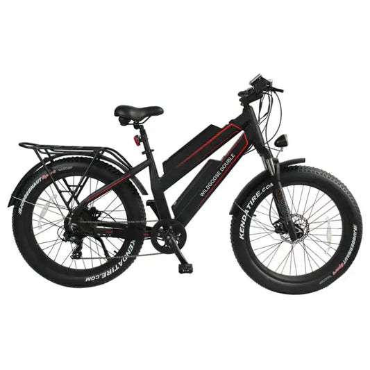 HKM-958675 48V Aluminum Alloy Long Range Fat Tire Electric Mountain Bike, 7 Speed, 26" Wheels, Dual Battery