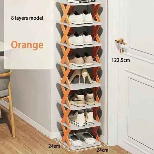 HKM-958867 8-Layer Space-Saving Plastic Slipper Rack – Multi-Functional Home Shoe Storage Cabinet
