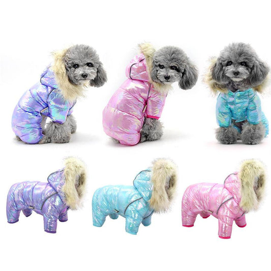HKM-959187 Colorful Four-Legged Dog Sweater with Buttoned Hat and Reflective Design