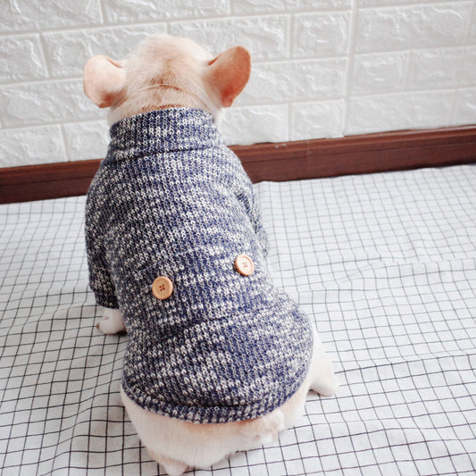 HKM-9615549 Cozy Wool Turtleneck Dog Sweater for Cold Weather - Available in Wine Red, Blue, and Yellow