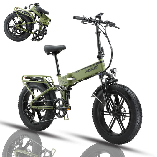 HKM-961747 750W Electric Folding Bike with Long Range, 20" Aluminum Alloy Frame, 7-Speed, Disc Brakes, Comfortable Saddle, Dual Suspension