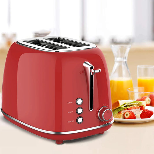 HKM-963475 Compact 2-Slice Grill Toaster with Wide Slots and Adjustable Settings