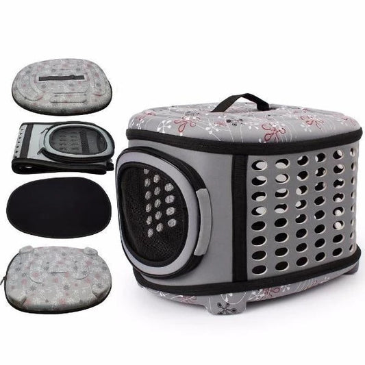 HKM-9646781 Foldable EVA Pet Carrier Bag for Cats - Portable Outdoor Travel Backpack, Available in Black, Pink, Champagne, and Grey