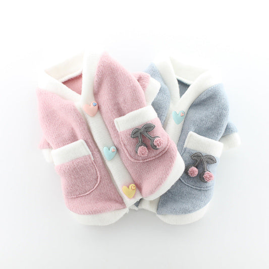 HKM-9654077 Pet Dog Sweater Skirt in Pink and Blue - Soft Acrylic Two-Legged Clothing for Small to XXL Breeds