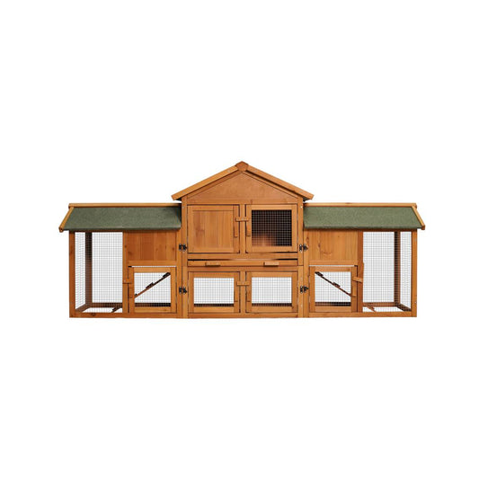 HKM-9659709 Extra Large Bunny Cage with 2 Detachable Runs for Small Animals, Spacious Habitat for Guinea Pigs and Rabbits