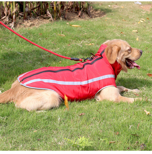 HKM-9666237 Warm Fleece-Lined Cold Weather Coat for Medium and Large Dogs in Red, Blue, Rose Red, and Yellow