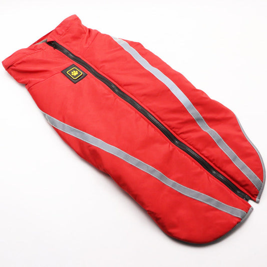 HKM-9666237 Warm Fleece-Lined Cold Weather Coat for Medium and Large Dogs in Red, Blue, Rose Red, and Yellow